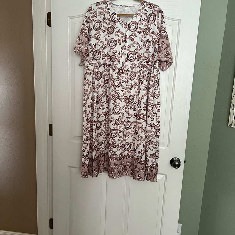 Womens Floral Print Midi Dress Plus Size